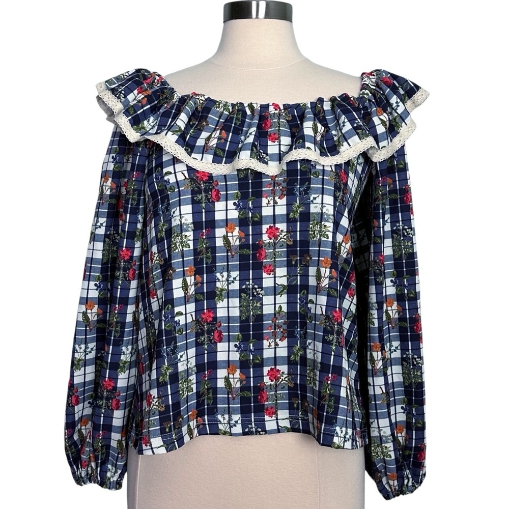 NWT Smith & Quinn Matilda Top in Garderner’s Blue Plaid Size S - Picture 1 of 13